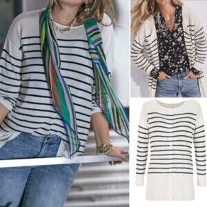 CAbi #6164 Turnabout Cardigan in Black and White